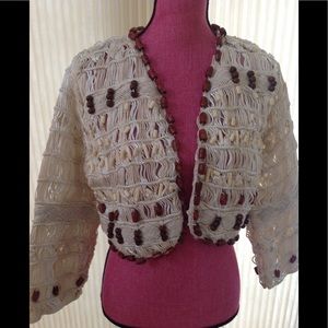 NWT Handmade beaded/crocheted cropped jacked